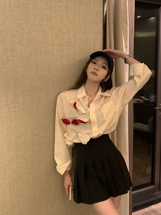 钜惠返场7折-【甜酷女孩专属】黑色半身裙女高腰百褶裙A字短裙