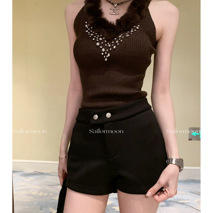 F PROJECT【冬日百搭王】暖羊绒亲肤磨毛短裤女秋高腰休闲a字裤