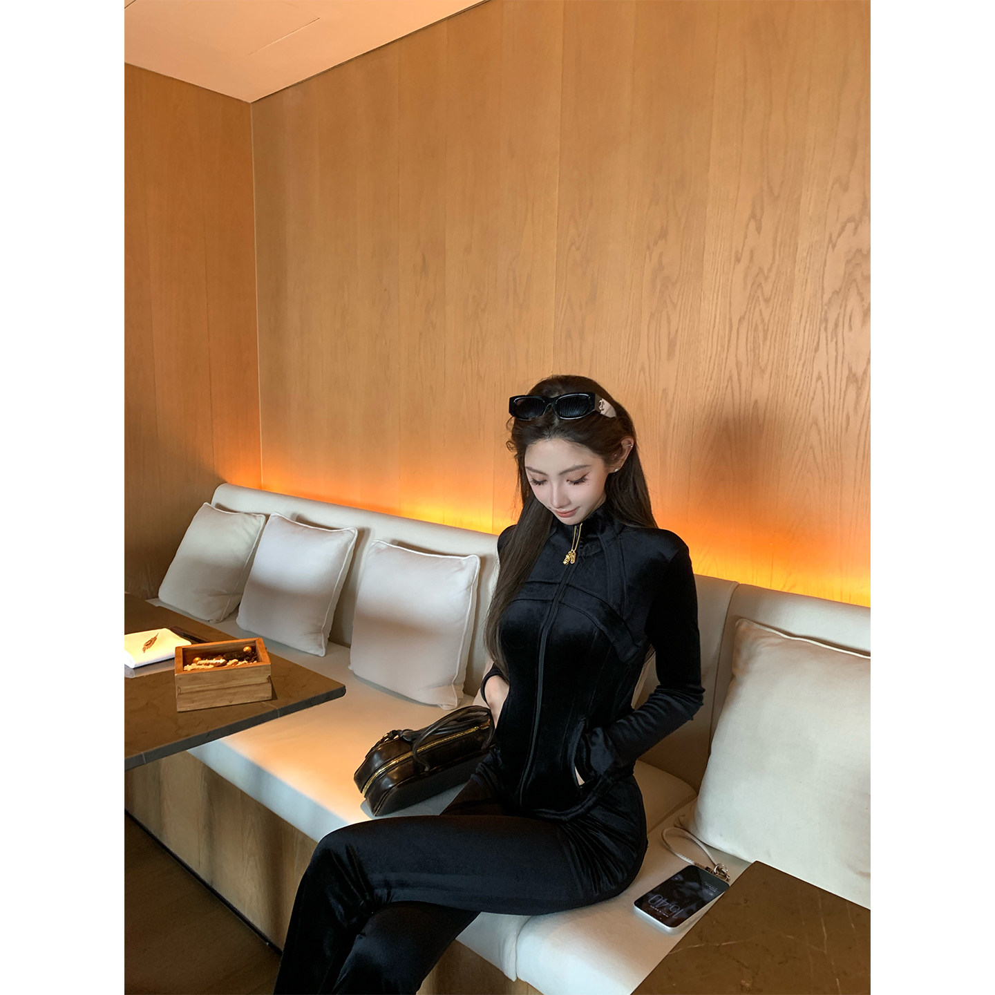 F PROJECT【比例魔法】阳光绒立领拉链外套高腰微喇休闲运动套装,女装/女士精品,时尚套装,淘宝优惠券,粉丝福利购,淘宝优惠卷