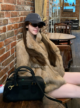 F PROJECT【雾金琥珀】100真兔毛双色毛尖晕染工艺皮草外套女