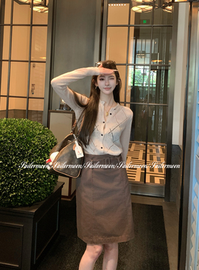 F PROJECT【摩登时代】复古高腰有腰带直筒半身裙显瘦百搭中长裙