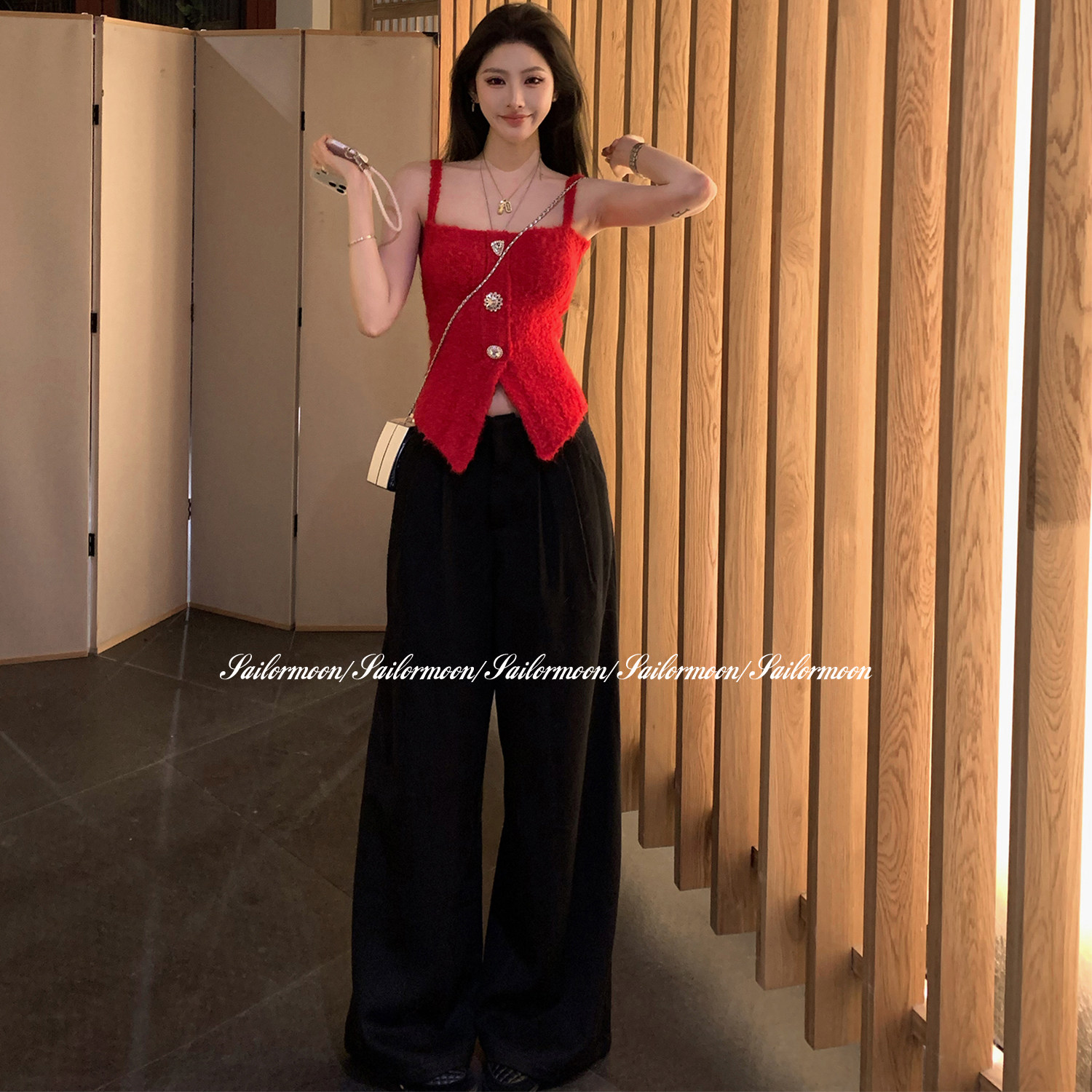 F PROJECT【casual舒适区】套结高腰毛呢阔腿裤女冬季垂坠休闲裤,女装/女士精品,休闲裤,淘宝优惠券,粉丝福利购,淘宝优惠卷