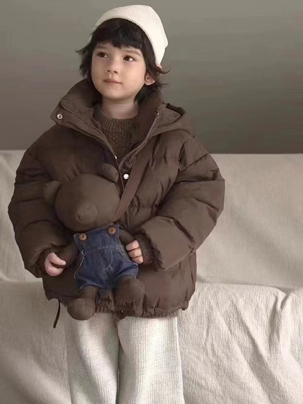 男童羽绒服儿童秋冬装2025新款加厚保暖连帽外套女宝宝可爱上衣服