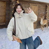 大货已出！2026冬季新款羊羔毛拼接羽绒派克服123-7781-P245-K358，女装羽绒服，浙宝123