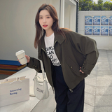 现货！2023春季复古军绿色棒球服外套123-2396-P110-K168，女装短外套，浙宝123