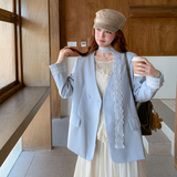 现货！2025秋季系腰围脖飘带蕾丝拼接西装123-7731-P145-K208，女装西装，浙宝123