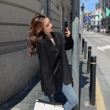 2025新款黑白色小西装外套女春秋短款小个子宽松休闲时尚简约气质，女装西装，浙宝123