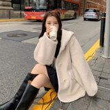 新款！2022冬季新款牛角扣连帽羊羔毛外套123-8872-P175-K248，女装短外套，浙宝123