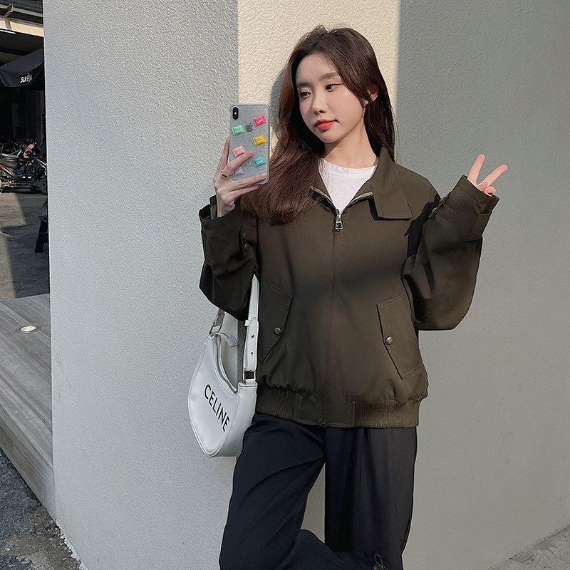 现货！2023春季复古军绿色棒球服外套123-2396-P110-K168,女装短外套,浙宝123
