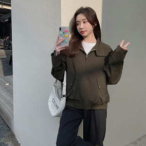 现货！2023春季复古军绿色棒球服外套123-2396-P110-K168图片