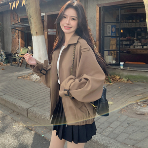 新款！2025春季卡其色短款风衣外套女123-2505-P145-K208图片