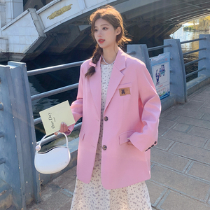 有买家秀！2025春季新款三色贴标西装外套女123-W808-P120-K178图片