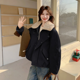 大货已出！2026冬季新款羊羔毛拼接羽绒派克服123-7781-P245-K358，女装羽绒服，浙宝123