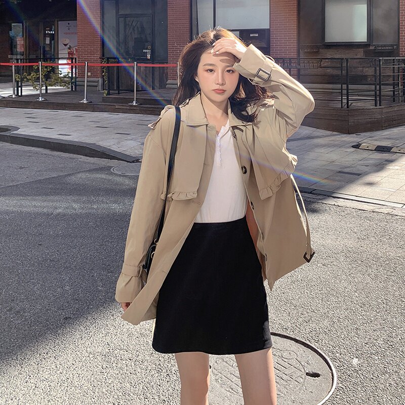 现货现货！2023春季短款小个子卡其色风衣123-2307-P100-K158,女装风衣,浙宝123