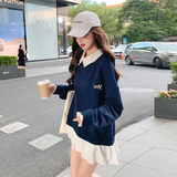学院风假两件拼接连衣裙女2025春秋新款韩版宽松减龄俏皮卫衣裙子，女装卫衣/绒衫，浙宝123