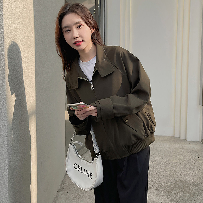 数据好现货！2022秋季复古军绿色棒球服外套123-2396-P110-K168,女装短外套,浙宝123