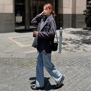 粉色灯芯绒西装外套女2025春秋新款韩版高级感宽松休闲百搭小西服图片