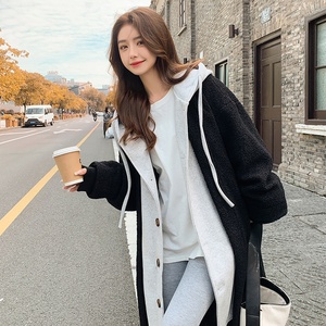 现货！2022加厚羊羔毛毛呢拼接假两件外套女123-H002-P185-K268图片