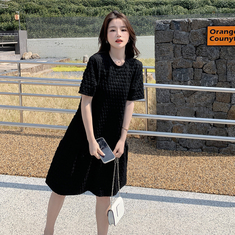 法式提花连衣裙女春夏2025新款赫本风浪漫复古洋气遮肚显瘦小黑裙,女装连衣裙,浙宝123