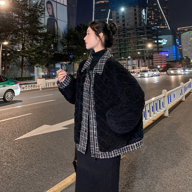 大货！数据好！冬季新款菱格夹羊羔毛服123-6598-P165-K238,女装短外套,浙宝123