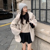 现货哦！2022冬季新款牛角扣连帽羊羔毛外套123-8872-P175-K248，女装短外套，浙宝123