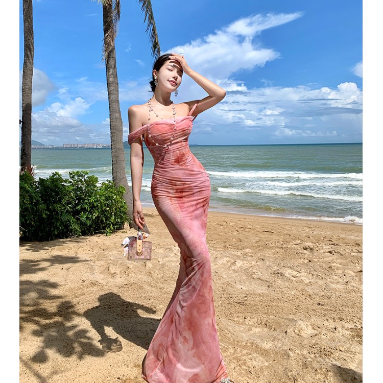 辣妹鱼骨晕染显身材鱼尾包臂长裙