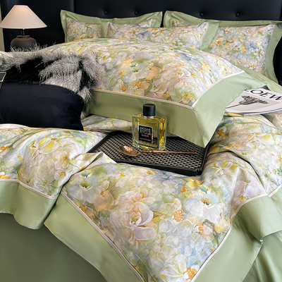小清新100支长绒棉花卉四件套1.8