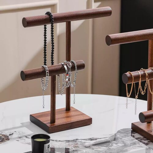 实木首饰展示架双层胡桃