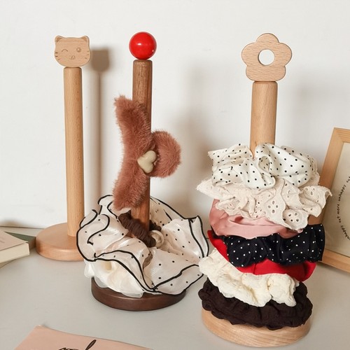 实木大肠发圈收纳神器头绳皮筋发箍挂钩鲨鱼夹饰品置物架展示架子