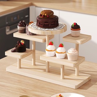 摆摊展示架阶梯实木饰品小摆件台收纳点心多肉ins天秤座置物架