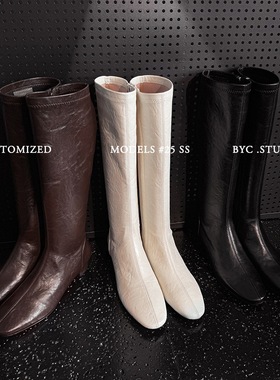 Seenlt-气质堆堆过膝靴宽筒显瘦修饰腿型内坡跟超火绝美御姐高筒