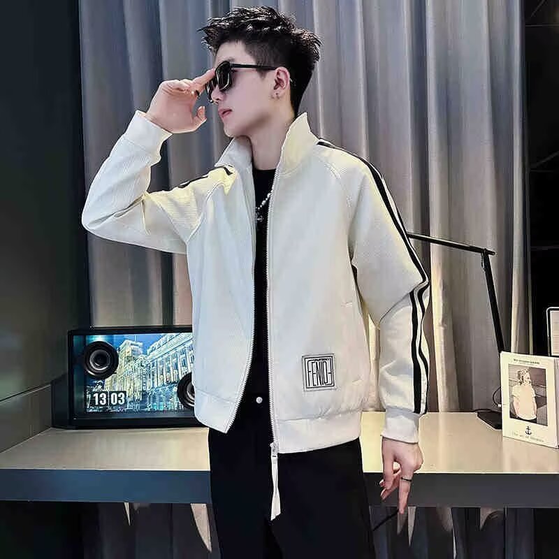 修身常规款外穿立领拉链撞色棒球服外套韩版潮流男装休闲青少年