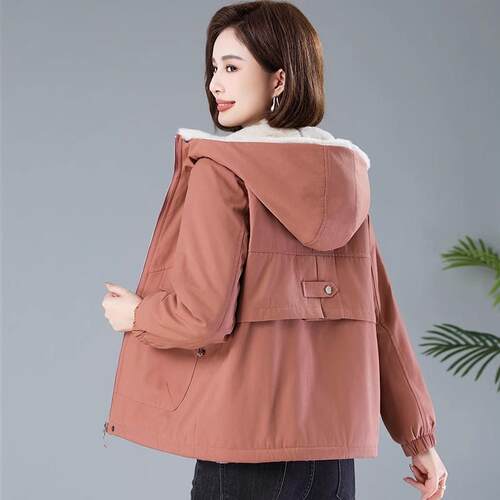 加绒加厚短款棉服外套女妈妈装