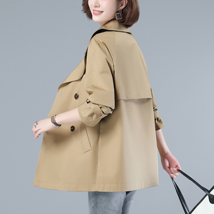 纯棉风衣女宽松2026春装新款中年妈妈气质显瘦大码春秋上衣短外套