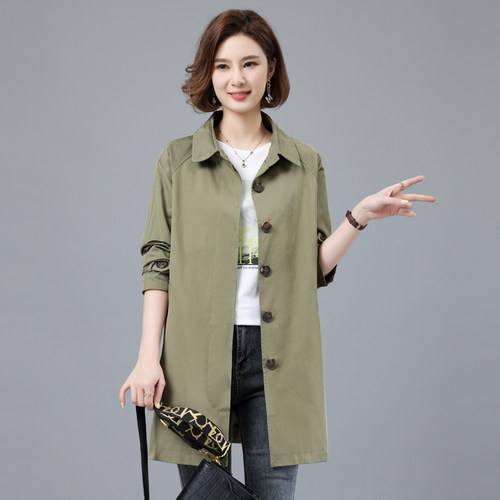 中长款休闲风衣外套女中年妈妈