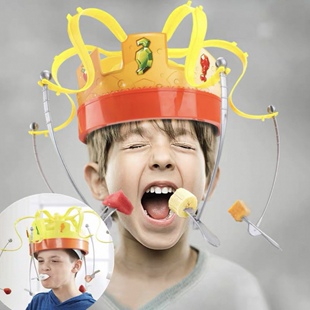 旋转皇冠帽子吃食物帽桌游 chow crown 音乐整蛊创意通关婚庆餐帽