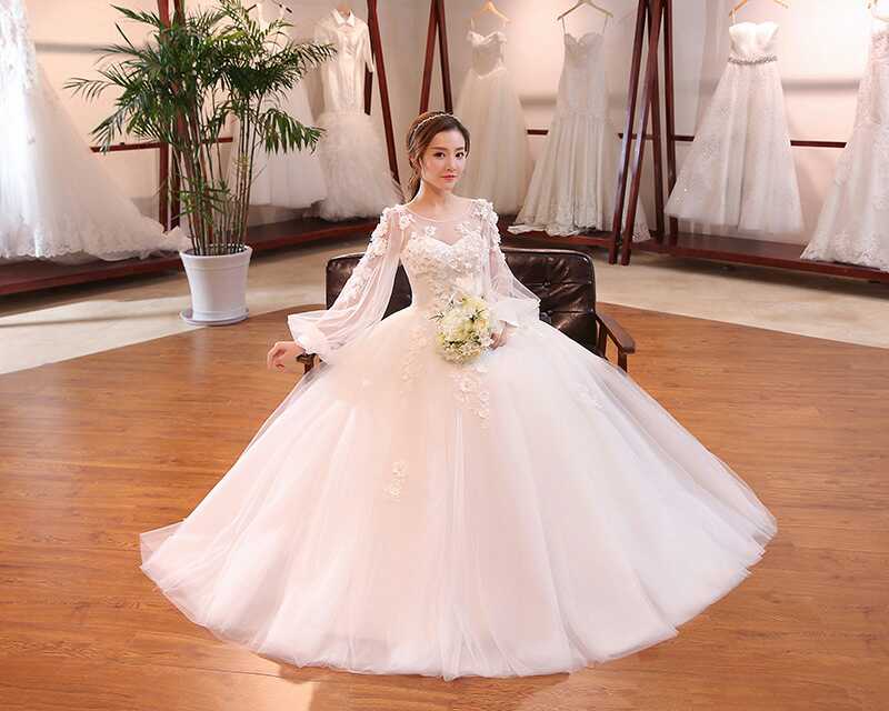 新款大码长袖灯笼袖立体花朵长款齐地婚纱韩式时尚收腰公主一字肩|ruв категории Женская одежда, Cвадебные платья, свадебное платье - от Buy2taobao.com для оказания профессиональной услуги покупки агента Taobao