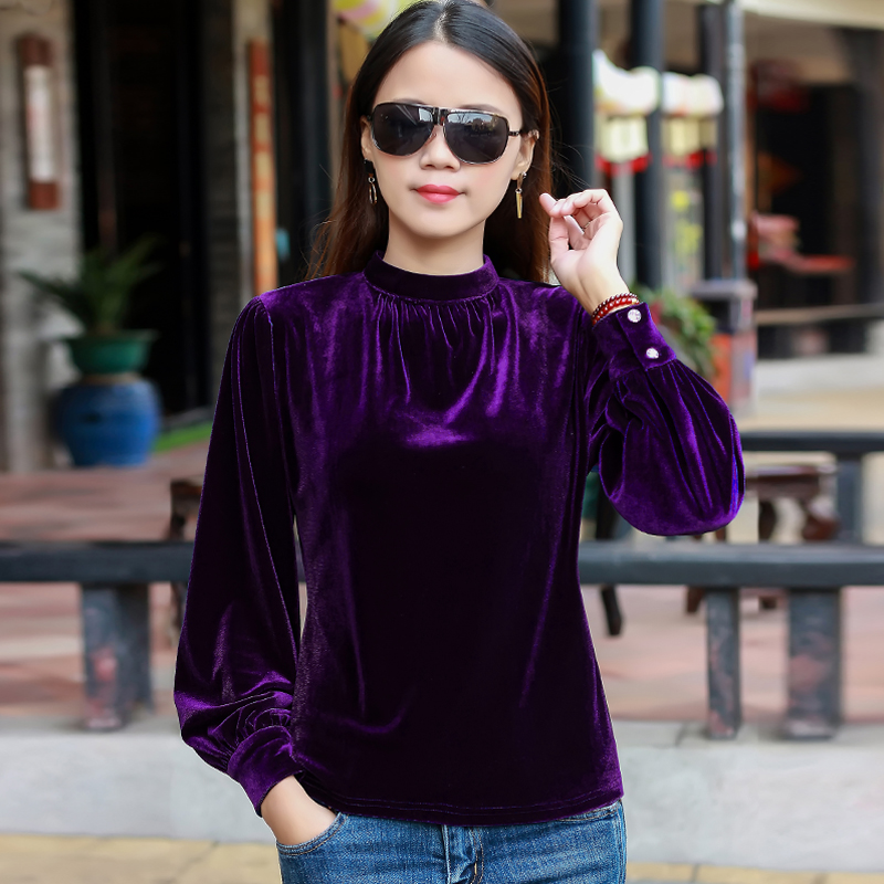 长袖简约洋气金丝绒女包邮