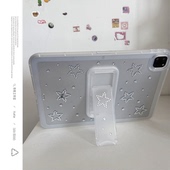 ins韩风立体钻石星星透明支架可调节适用苹果三星华为2025ipadpro保护套平板Air34678壳第十代小米Matepad女S