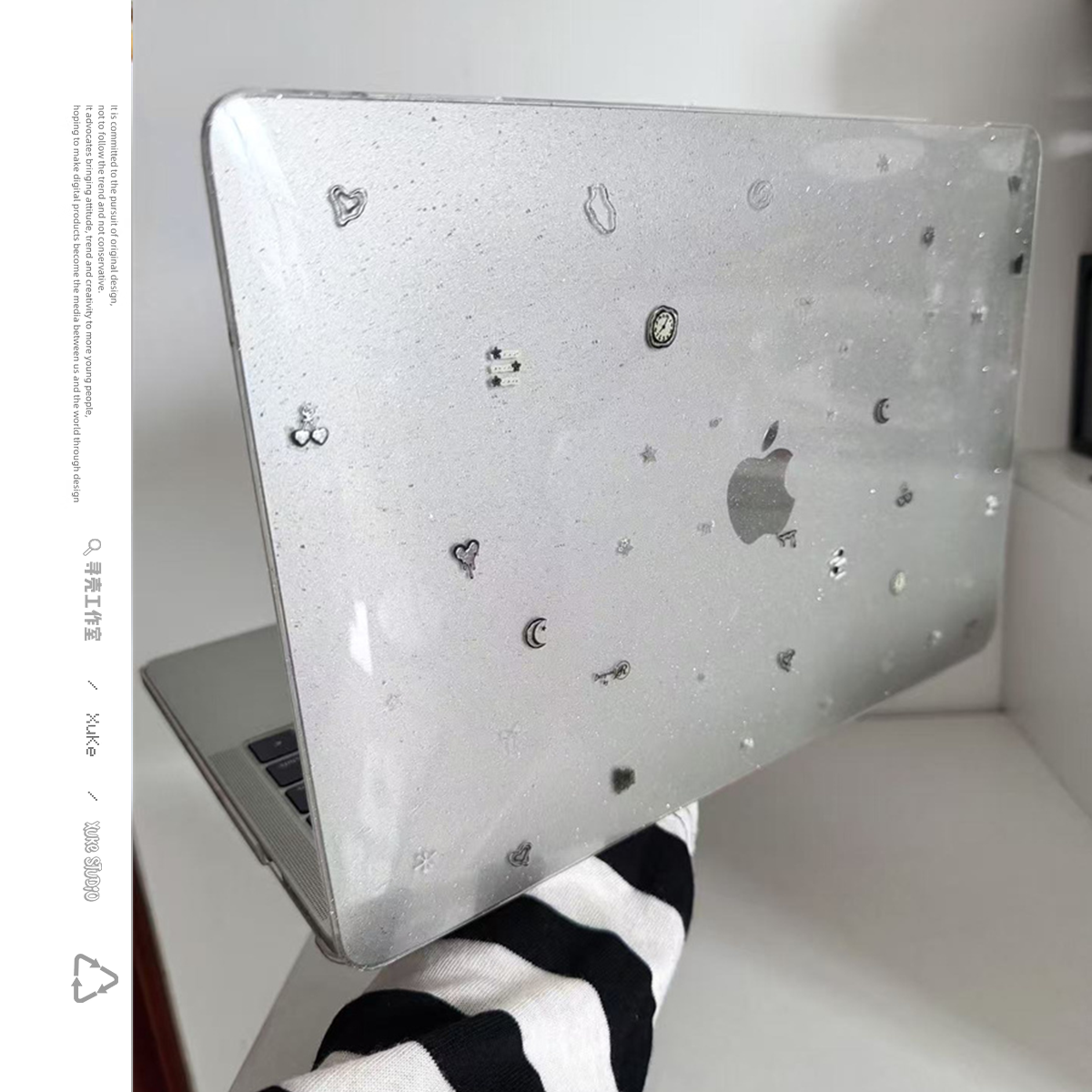 ins韩风星星小黑猫2025款适用macbookair保护壳13.6寸m4苹果macbookpro套15笔记本电脑14寸16键盘膜air透明女