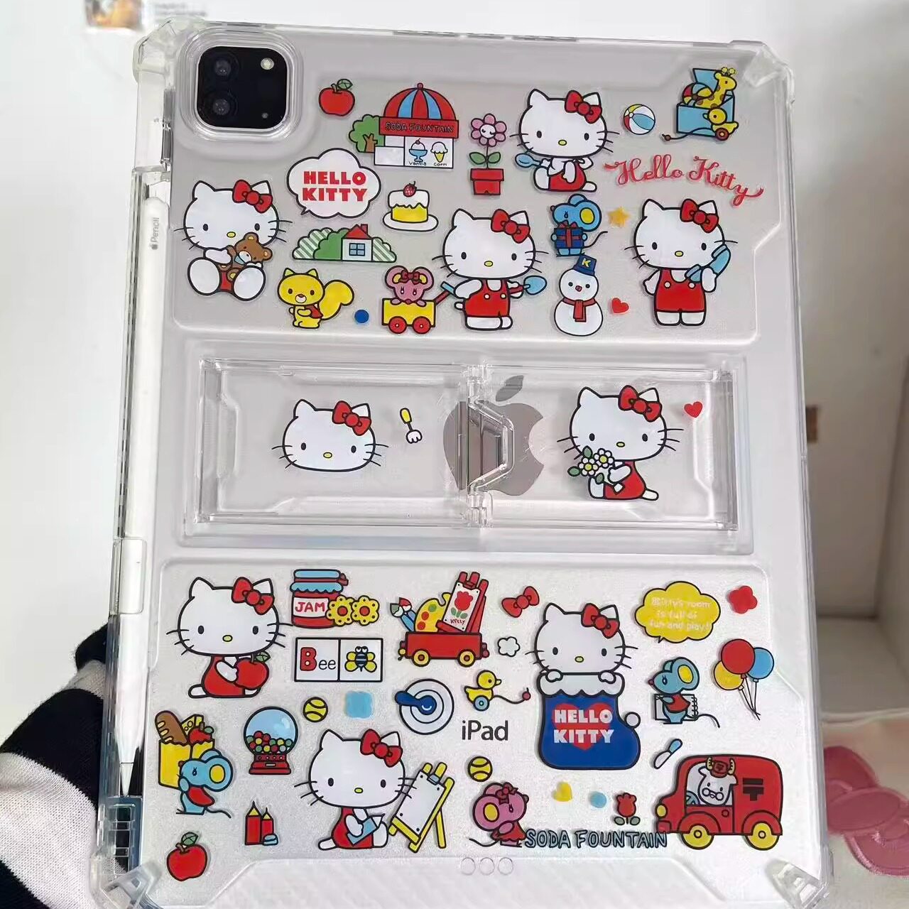 卡通PETkitty适用苹果三星华为小米2025ipadpro保护套支架平板Air3468壳带笔槽第十代12.9寸matepad女凯蒂猫9