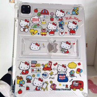 卡通PETkitty适用苹果三星华为小米2025ipadpro保护套支架平板Air3468壳带笔槽第十代12.9寸matepad女凯蒂猫9
