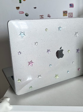 ins韩风透色星星2025款适用macbookair保护壳13.6寸m4苹果macbookpro套15笔记本电脑14寸16键盘膜air透明简约