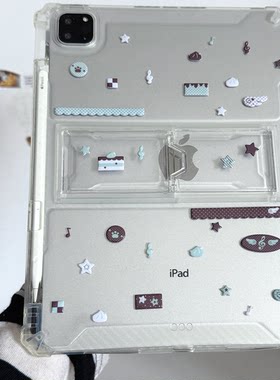 带笔槽薄巧星星适用支架透明2026ipadpro苹果华为保护套防摔平板Air345789壳第十代12.9寸matepad11.5S女A9软