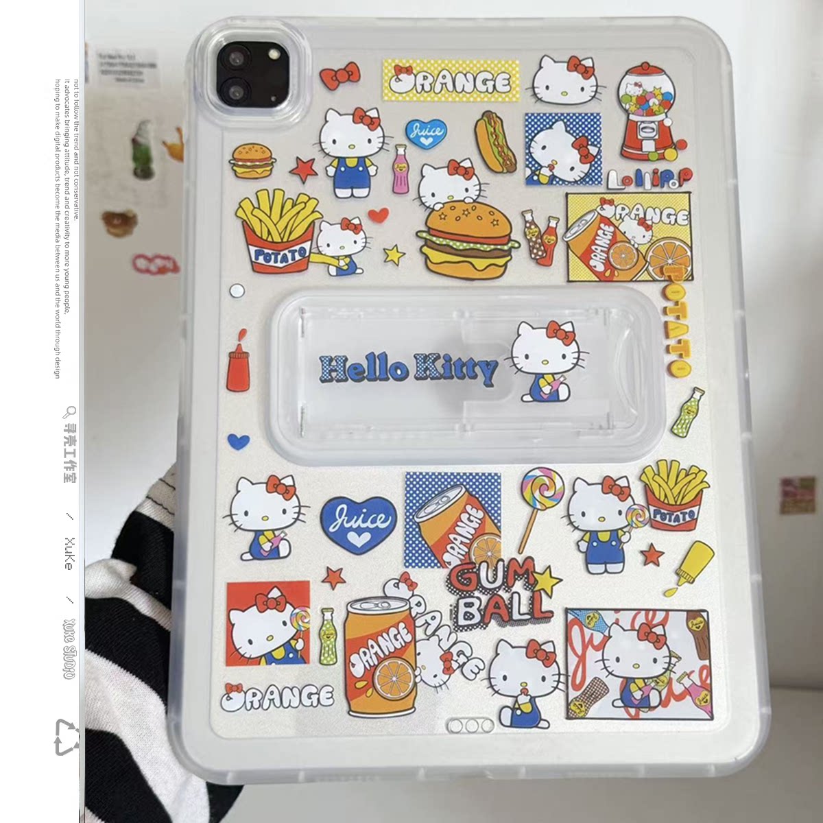 汉堡kitty凯蒂猫可调节适用苹果三星华为2025ipadpro保护套平板Air346789壳第十代小米Matepad女S可爱软9A萌1