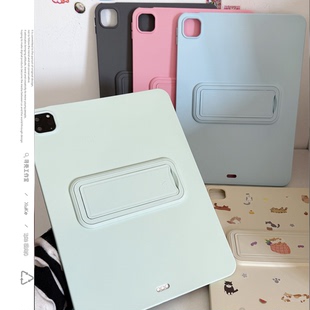 马卡龙色系磨砂支架ipad壳适用苹果三星华为2025pro保护套TPU平板Air3467第十代小红米Matepad女S软89A1简约