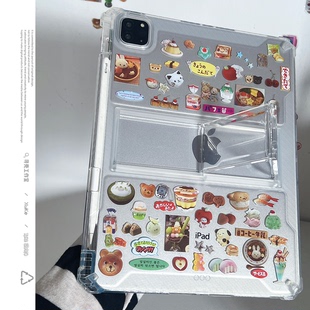 ins可爱古早贴纸适用苹果华为三星小米2025ipadpro保护套支架平板Air3468壳带笔槽第十代12.9寸matepad女透明