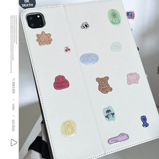 【皮质书本式】 记录美好适用苹果平板2025ipadmini壳磁吸笔第八九十代36789air4保护套pro硬女卡通ins熊可爱