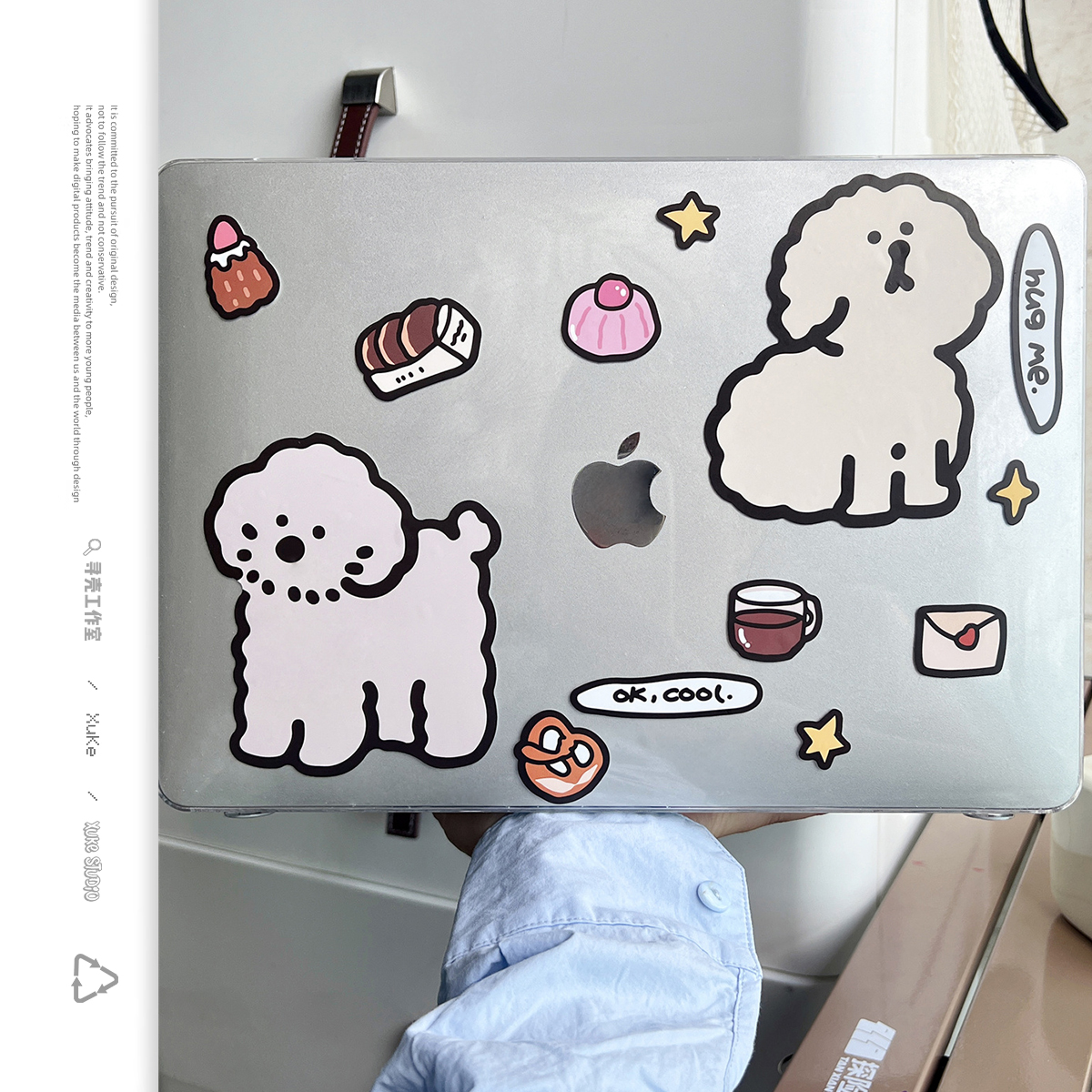 寻壳【水晶透明硬壳】适用拥抱小狗苹果macbookair保护壳笔记本2024款电脑pro套14寸13简约airm2M1配件6mb5女