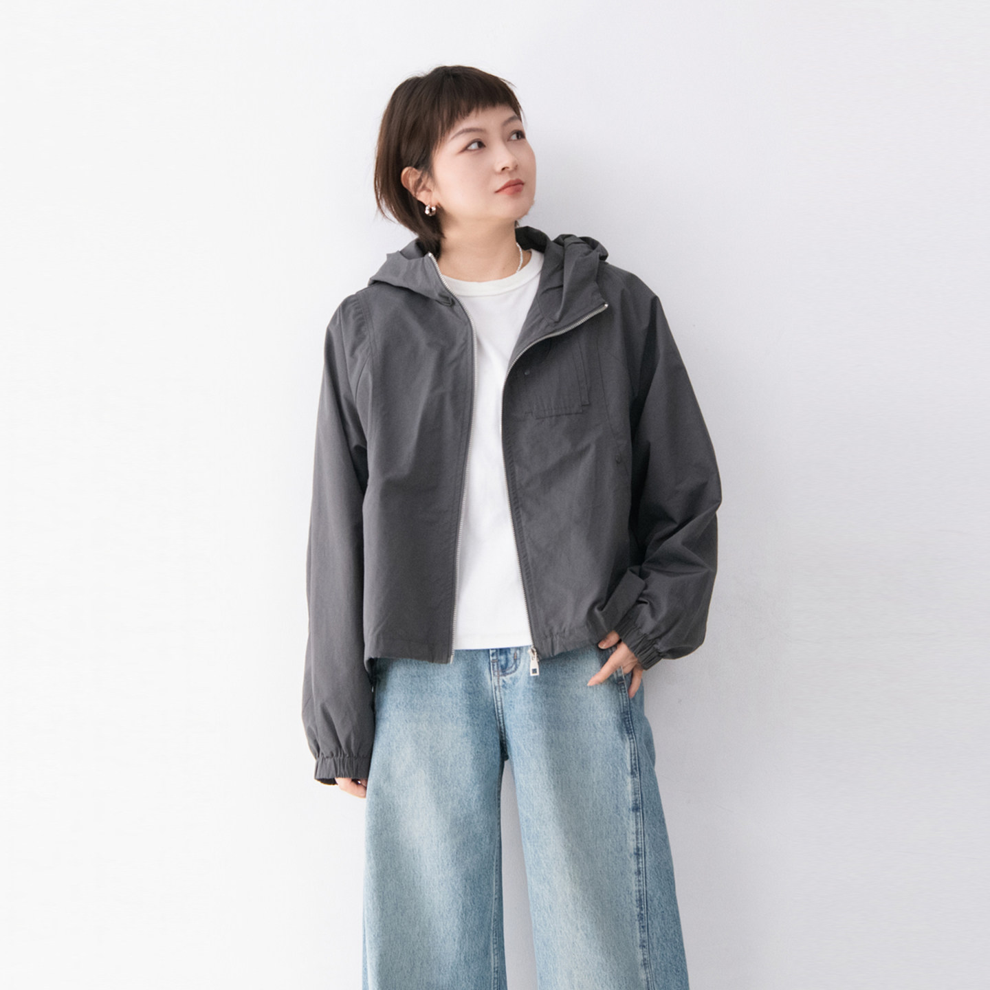 棉质连帽春季新款外套女纯色小个子日系休闲百搭文艺感上衣